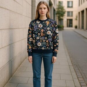 LCKR | Fleece Crewneck sweatshirt size Small Floral Print